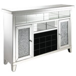 Melinda 2-door LED Mirrored Wine Storage Bar Cabinet Silver product image