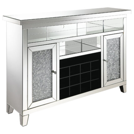 Melinda 2-door LED Mirrored Wine Storage Bar Cabinet Silver product image