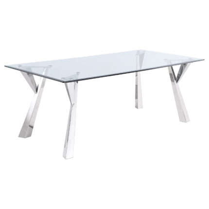 Alaia Rectangular 79-inch Glass Top Dining Table Chrome product image