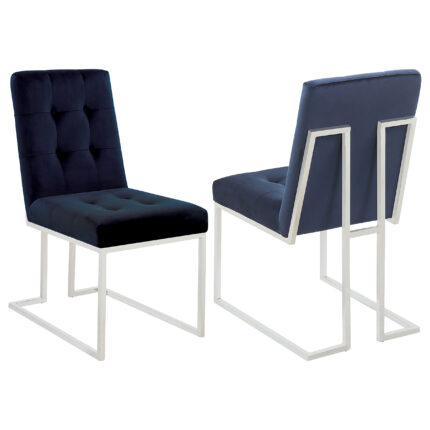 Cisco Velvet Upholstered Dining Side Chair Chrome (Set of 2) product image