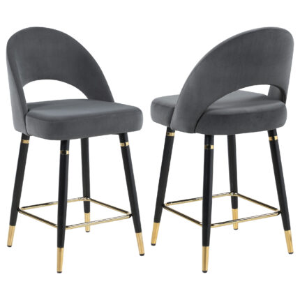 Lindsey Velvet Upholstered Counter Chair Grey (Set of 2) product image