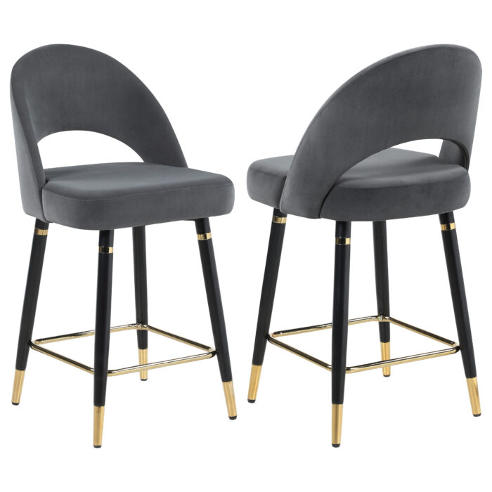 Lindsey Velvet Upholstered Counter Chair Grey (Set of 2) product image