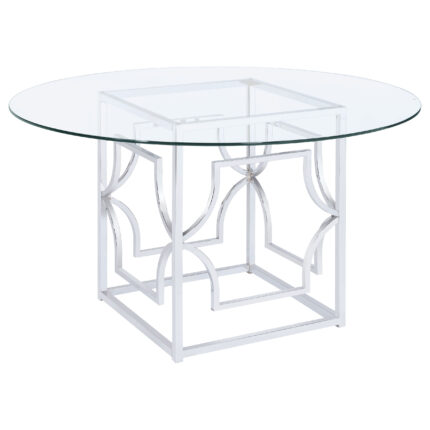 Starlight Round 54-inch Glass Top Metal Dining Table Chrome product image