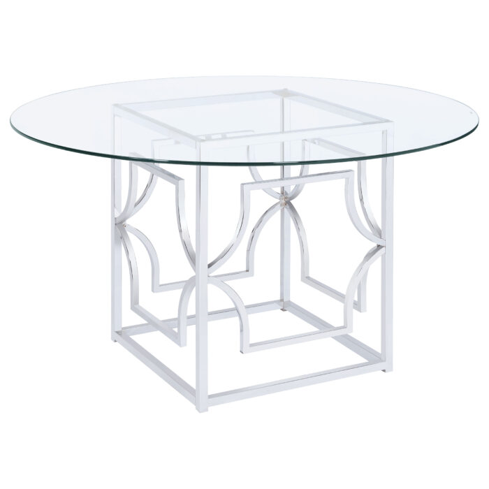 Starlight Round 54-inch Glass Top Metal Dining Table Chrome product image