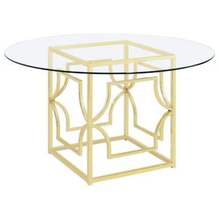 Starlight Round 54-inch Glass Top Metal Dining Table Brass product image