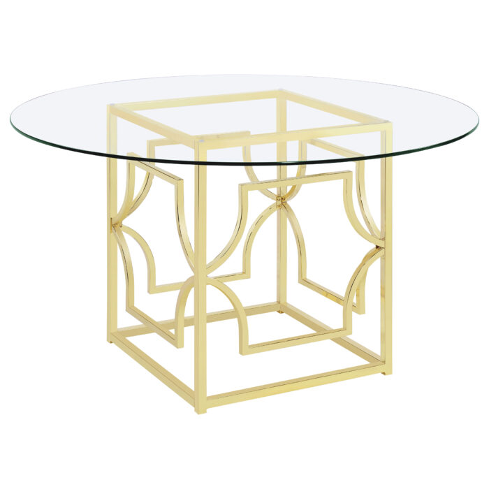 Starlight Round 54-inch Glass Top Metal Dining Table Brass product image