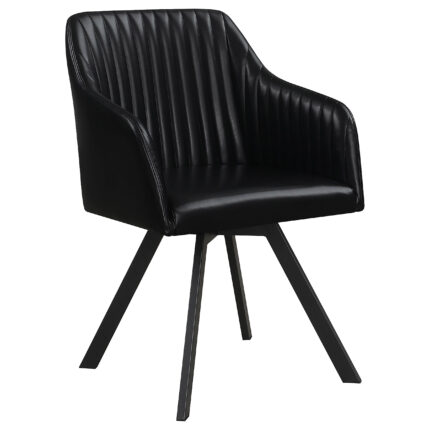 Arika Leatherette Upholstered Swivel Dining Arm Chair Black product image