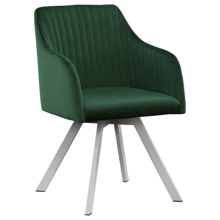 Arika Velvet Upholstered Swivel Dining Arm Chair Green product image