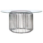 Veena Round 60-inch Glass Top Metal Dining Table Chrome product image