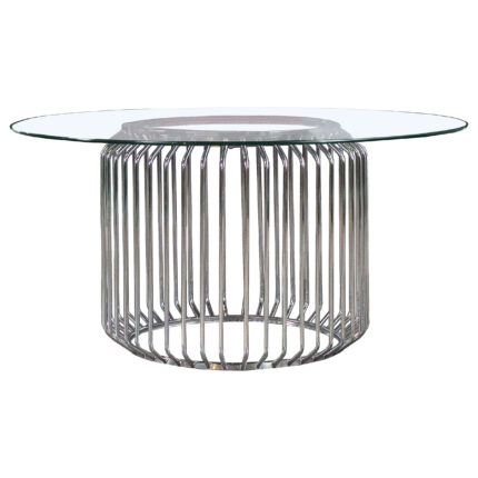 Veena Round 60-inch Glass Top Metal Dining Table Chrome product image