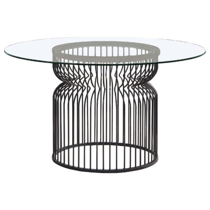 Granvia Round 54-inch Glass Top Metal Dining Table Gunmetal product image
