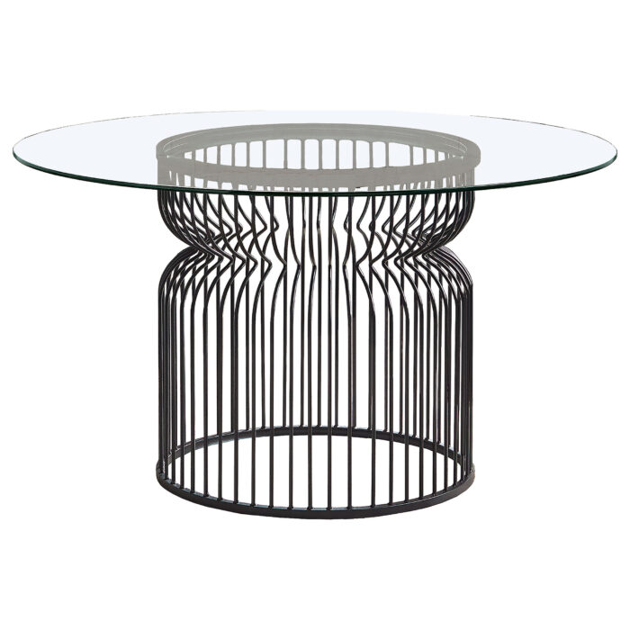 Granvia Round 54-inch Glass Top Metal Dining Table Gunmetal product image