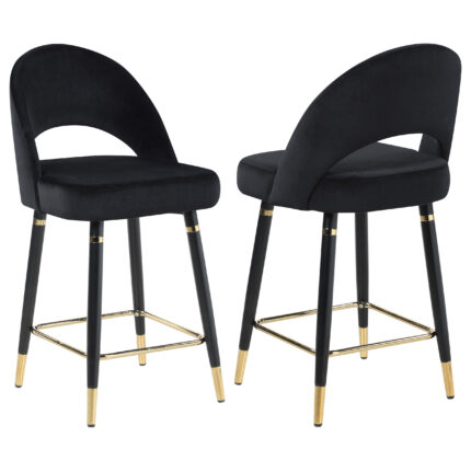 Lindsey Velvet Upholstered Counter Chair Black (Set of 2) product image