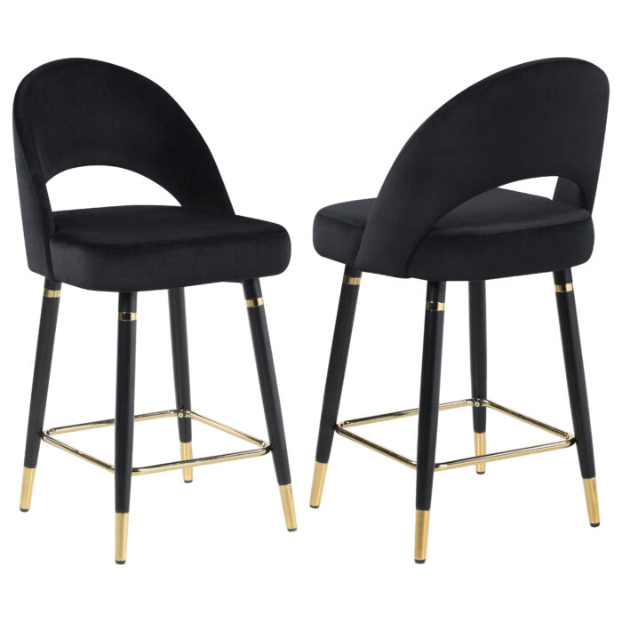 Lindsey Velvet Upholstered Counter Chair Black (Set of 2) product image