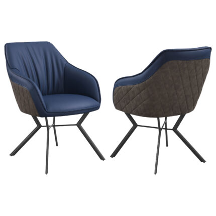 Mayer Upholstered Dining Arm Chair Blue and Brown (Set of 2) product image