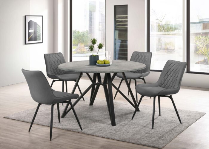 Neil 5-piece Round Dining Table Set Concrete Gunmetal product image