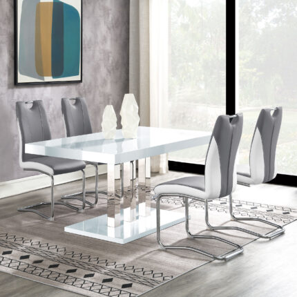 Brooklyn 5-piece Rectangular Dining Set White High Gloss product image