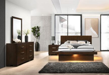 Jessica 4-piece Eastern King LED Bedroom Set Cappuccino product image