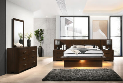 Jessica 5-piece Eastern King LED Bedroom Set Cappuccino product image