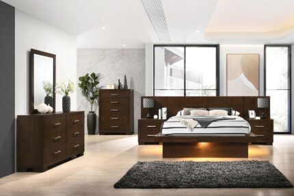 Jessica 6-piece Eastern King LED Bedroom Set Cappuccino product image
