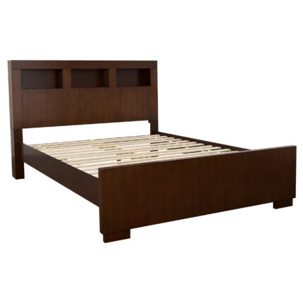 Jessica Wood Queen LED Storage Bookcase Bed Cappuccino product image
