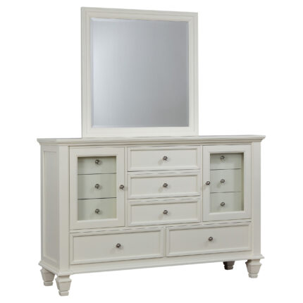 Sandy Beach 11-drawer Dresser with Mirror Cream White product image