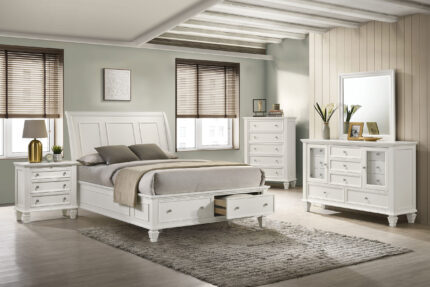 Sandy Beach 5-piece Queen Bedroom Set Cream White product image