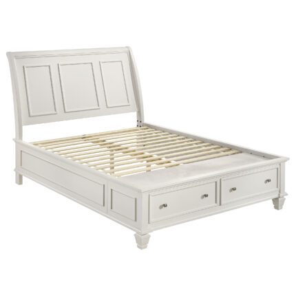 Sandy Beach Wood Queen Storage Panel Bed Cream White product image