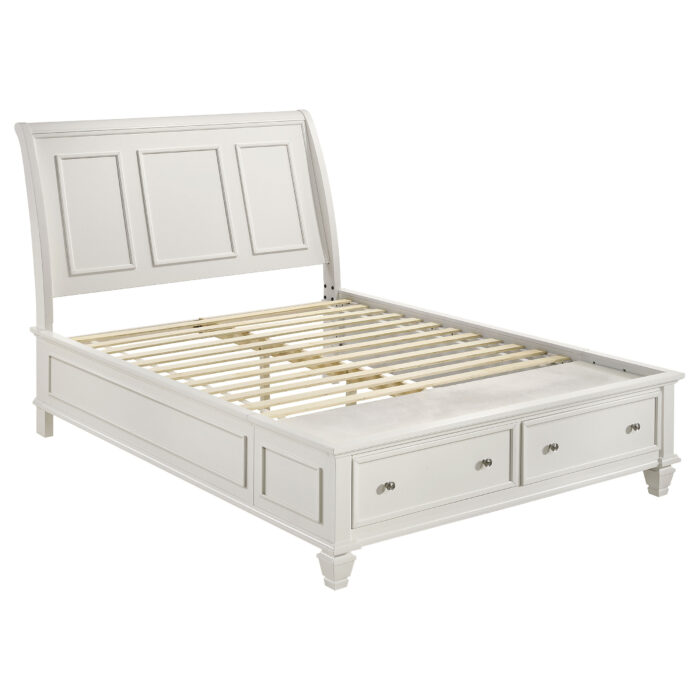 Sandy Beach Wood Queen Storage Panel Bed Cream White product image