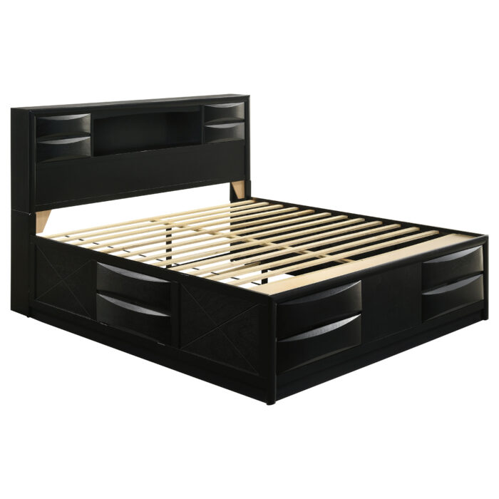 Briana Wood Eastern King Storage Bookcase Bed Black product image
