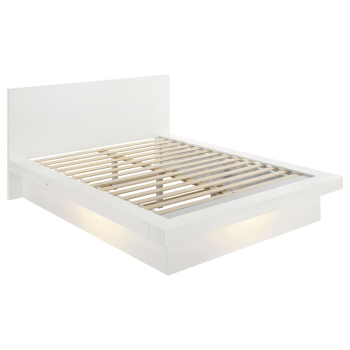 Jessica Wood Eastern King LED Panel Bed Snow White product image