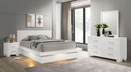 Jessica 4-piece Queen LED Bedroom Set Snow White product image