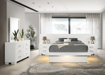 Jessica 5-piece Queen LED Bedroom Set Snow White product image