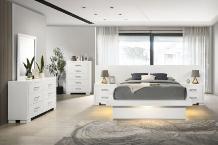 Jessica 6-piece Queen LED Bedroom Set Snow White product image