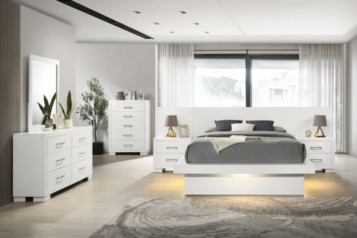 Jessica 6-piece Queen LED Bedroom Set Snow White product image