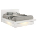 Jessica Wood Queen LED Panel Bed Snow White product image