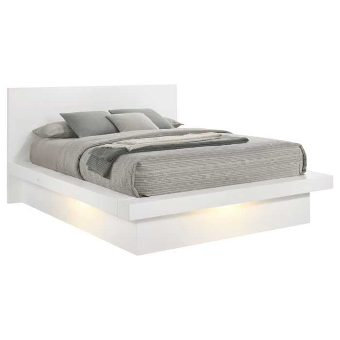 Jessica Wood Queen LED Panel Bed Snow White product image