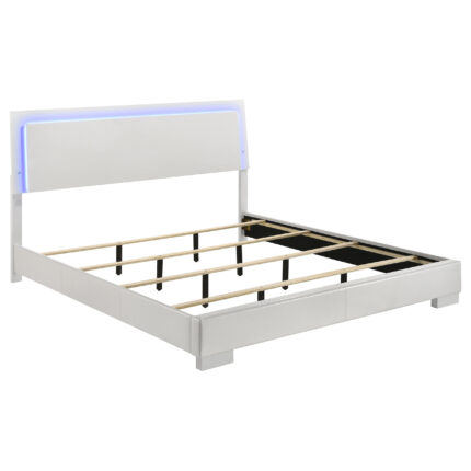 Felicity Wood Eastern King LED Panel Bed White High Gloss product image