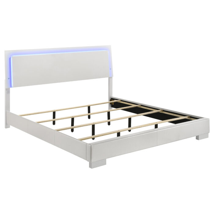 Felicity Wood Eastern King LED Panel Bed White High Gloss product image