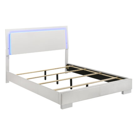 Felicity Wood Queen LED Panel Bed White High Gloss product image