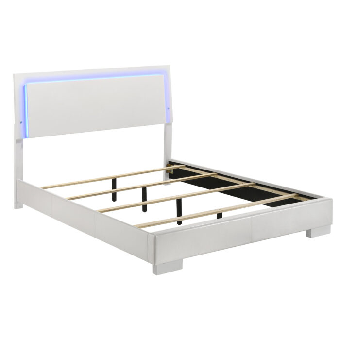 Felicity Wood Queen LED Panel Bed White High Gloss product image