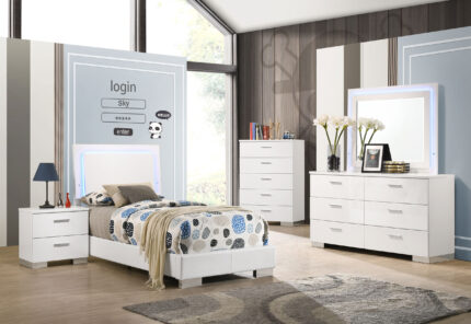 Felicity 4-piece Twin Bedroom Set White High Gloss product image