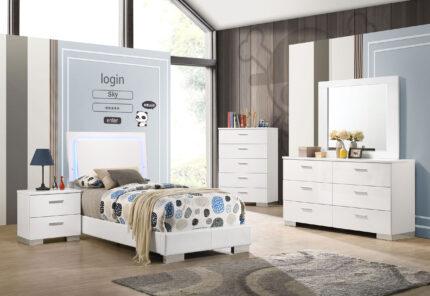 Felicity 5-piece Twin Bedroom Set White High Gloss product image