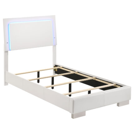 Felicity Wood Twin LED Panel Bed White High Gloss product image