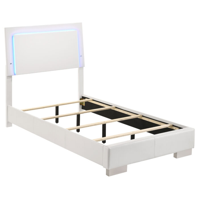 Felicity Wood Twin LED Panel Bed White High Gloss product image
