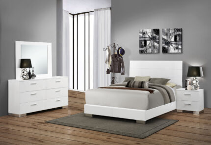 Felicity 4-piece Eastern King Bedroom Set White High Gloss product image