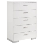 Felicity 5-drawer Bedroom Chest White High Gloss product image