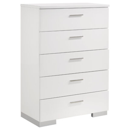 Felicity 5-drawer Bedroom Chest White High Gloss product image