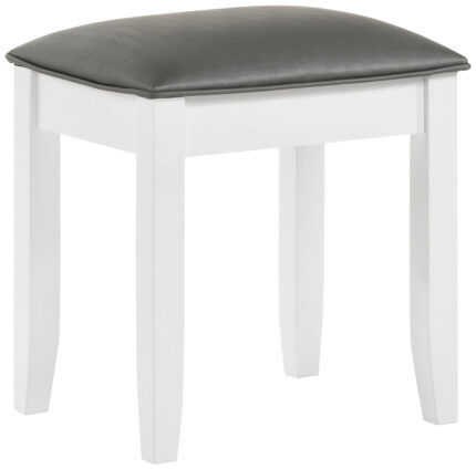 Felicity Upholstered Vanity Stool Metallic and Glossy White product image