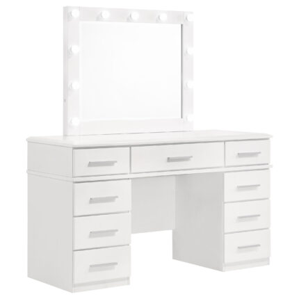 Felicity 9-drawer Vanity Table Lighted Mirror Glossy White product image